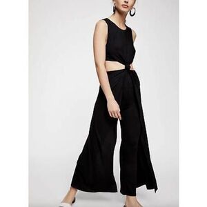 Free People FP Beach Tamarama Maxi Wide Leg Open Back Black Romper Jumper Jumpsu